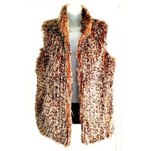 New York Speed Faux Fur Leppard Print Vest